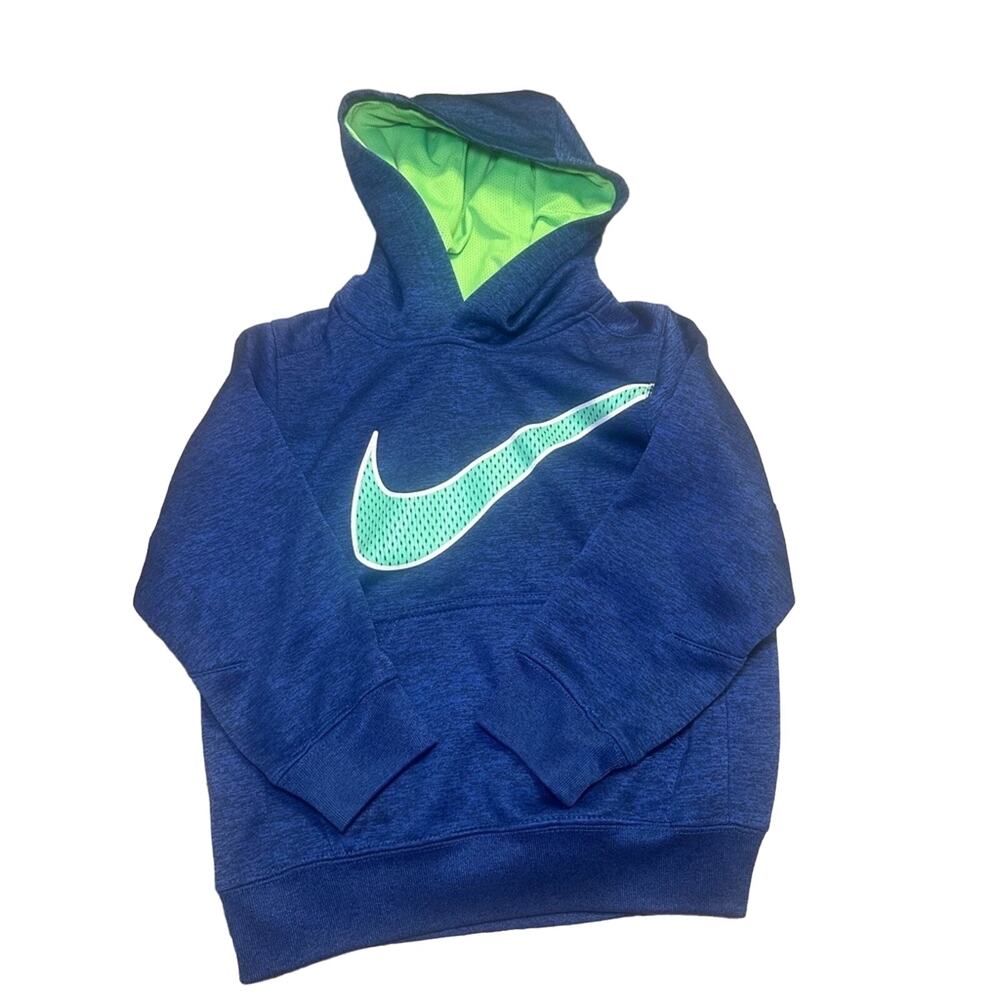 Boys Nike Therma-Fit Blue & Neon Green Size 5 Hoodie